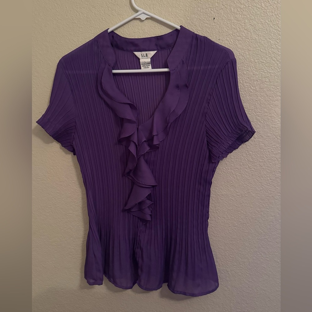 L SLB Purple Ruffle blouse